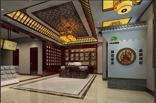 辽阳古朴典雅的中式茶叶店大堂设计效果图