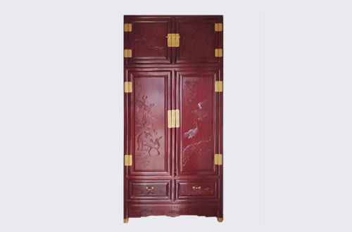 辽阳高端中式家居装修深红色纯实木衣柜