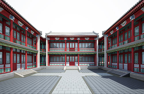 辽阳北京四合院设计古建筑鸟瞰图展示