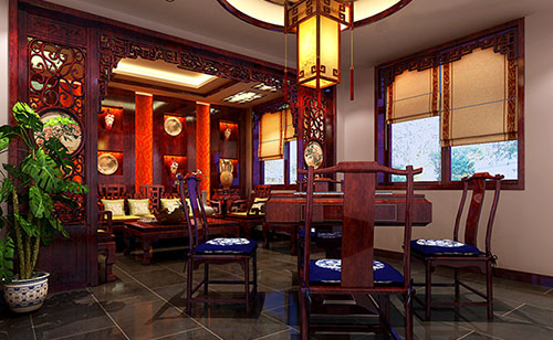 辽阳古典中式风格茶楼包间设计装修效果图